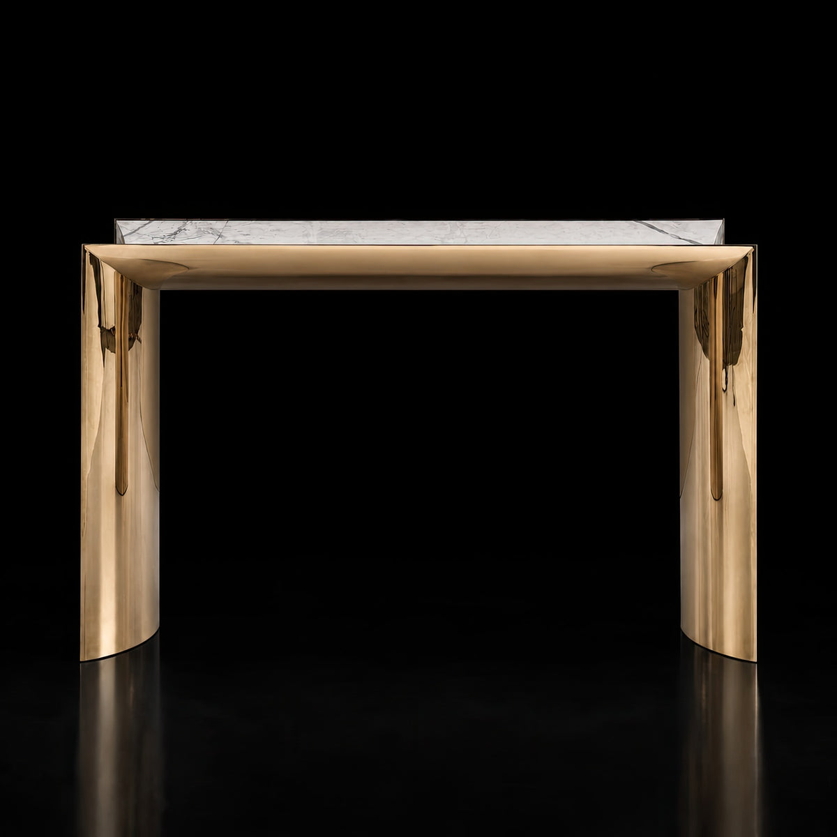 Kose Console with Concave Marble and Clear Smoked Glass | TEN2
